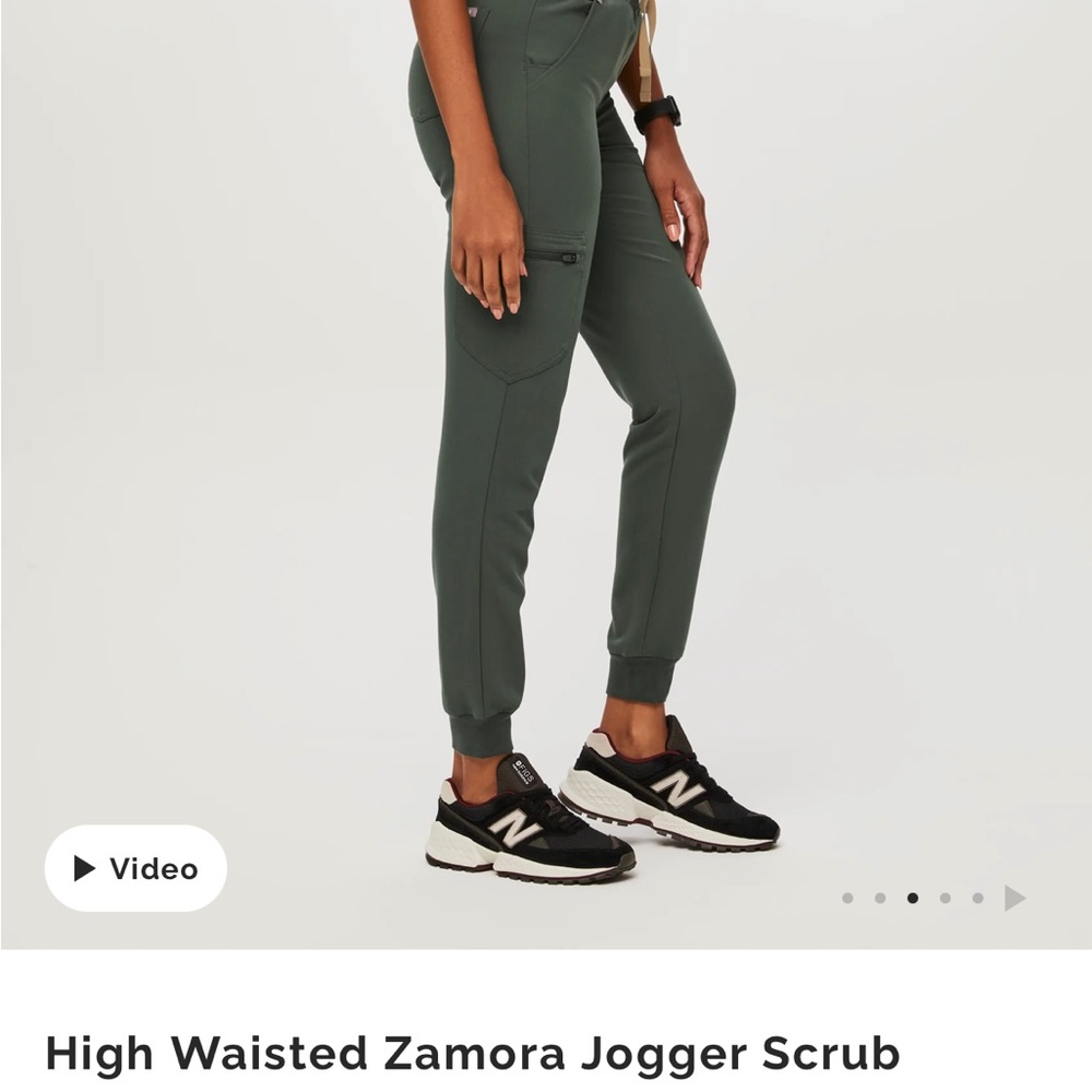 Figs Moss Green High Waisted Zamora Jogger Scrub Pants Size Small Petite